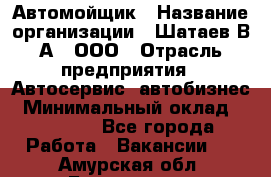 Автомойщик › Название организации ­ Шатаев В.А., ООО › Отрасль предприятия ­ Автосервис, автобизнес › Минимальный оклад ­ 25 000 - Все города Работа » Вакансии   . Амурская обл.,Белогорск г.